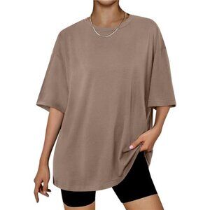 Womens Oversized Summer T Shirts Coffeegrey